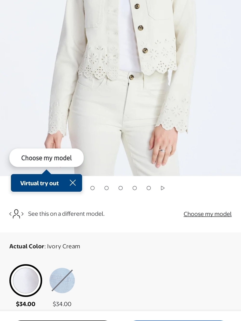 Free Assembly White Eyelet Hem Button-Front Women's Jacket - Picture 5 of 6